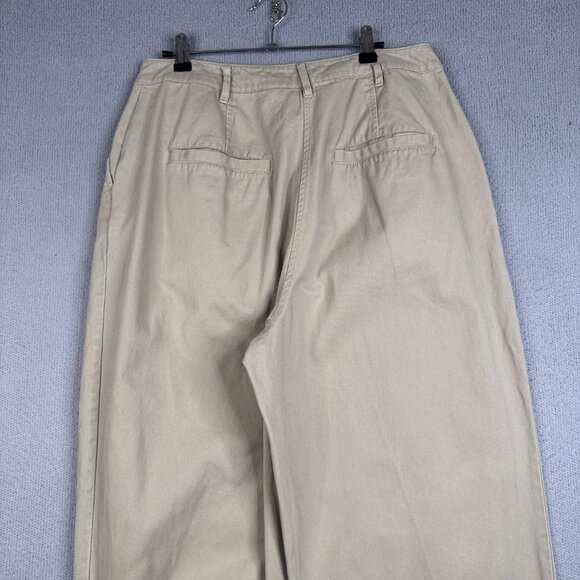 ASOS Pants Women 14T Beige High Rise Pleated Classic Fit Tapered Cotton Chino - Picture 5 of 14